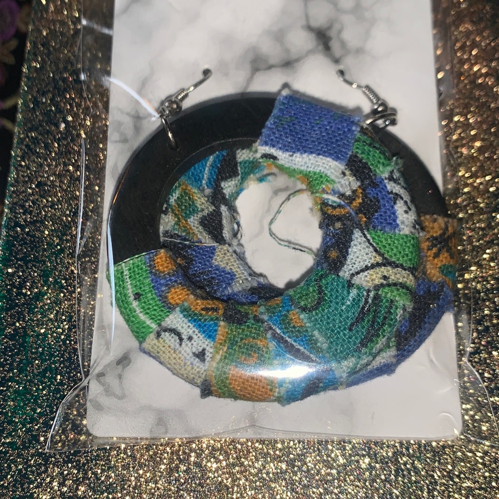 Authentic Colorful Fabric Hoop Earrings